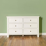 Cornish White Wooden Chest of 6 Drawers - Lifestyle front view