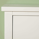 Corner view on The Cornish White Wooden Chest of 6 Drawers