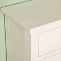 Close up of corner on The Cornish White Wooden Chest of 6 Drawers