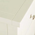 Close up of top corner on The Cornish White Wooden Tallboy Chest of Drawers