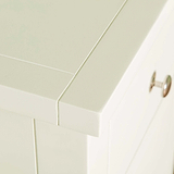 Close up of top corner on The Cornish White Wooden Tallboy Chest of Drawers