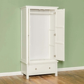 Cornish White Wooden Double Wardrobe - Lifestyle side view with wardrobes doors open