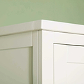 Close up of top corner on The Cornish White Large 3 Door Wardrobe