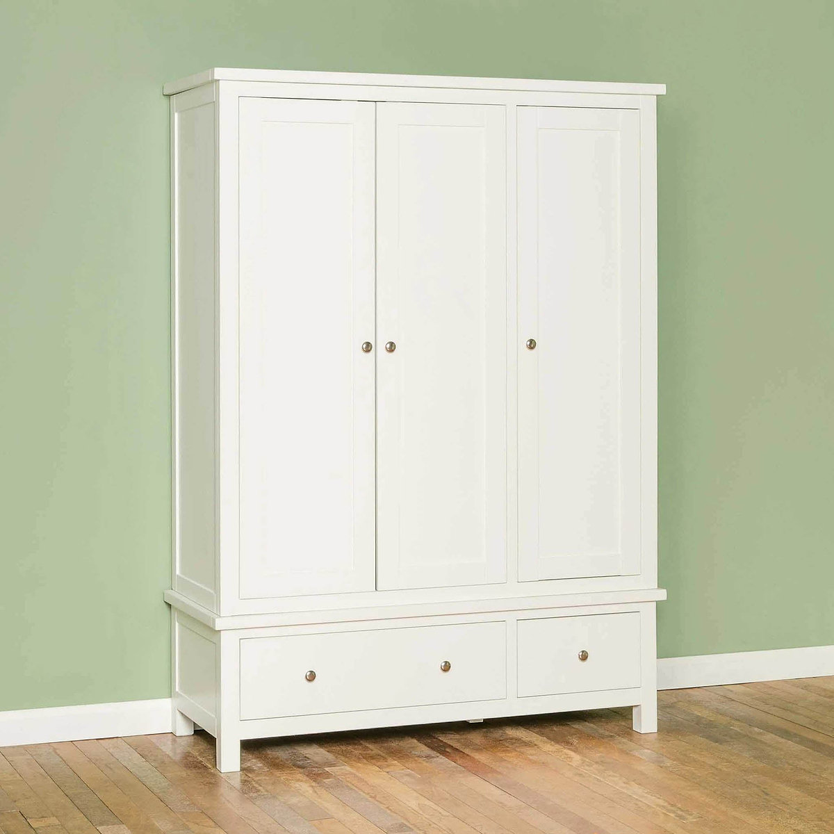 Cornish White Large 3 Door Wardrobe - Side view