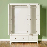Cornish White Large 3 Door Wardrobe - Front view with wardrobe doors open