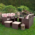 Cannes Brown 10 Seater Rattan Cube Dining Set