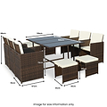 Cannes Brown 10 Seater Rattan Cube Dining Set dimensions