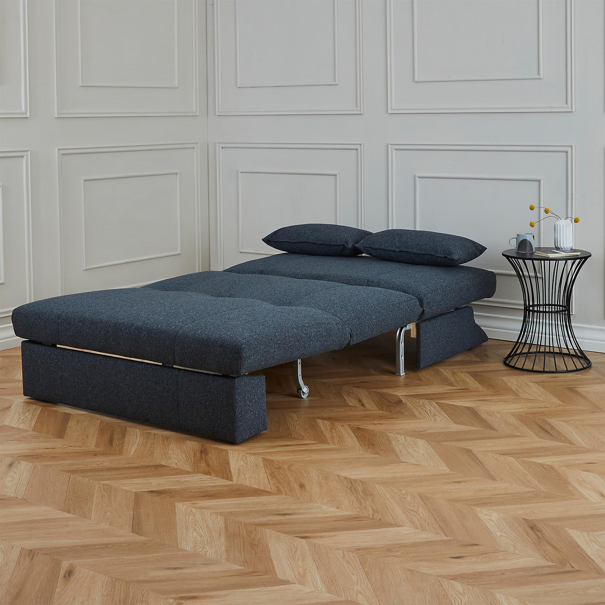 Camille Dark Grey Textured Weave Pull Out Sofa Bed