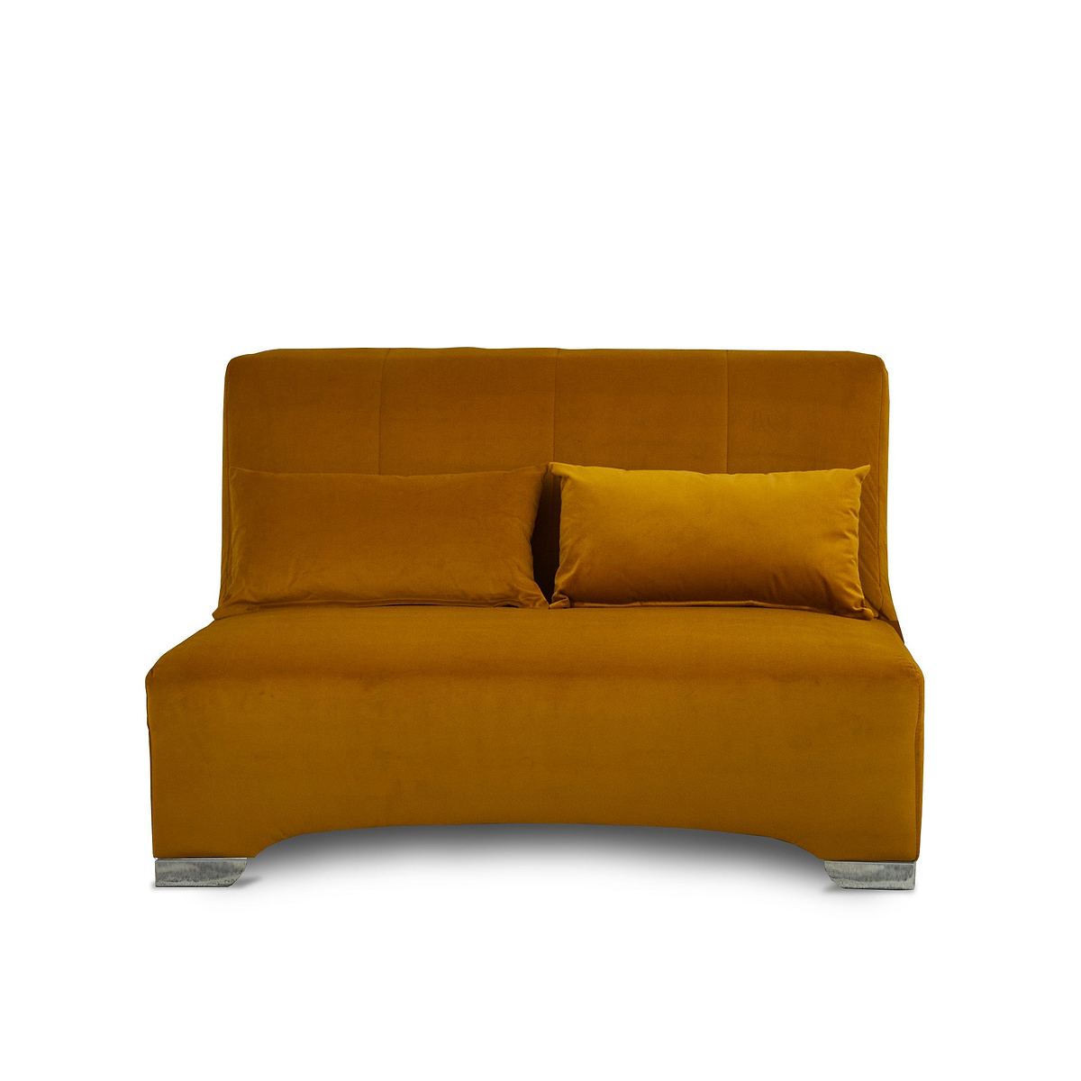 Cortez Mustard Velvet Upholstered Pull Out Sofa Bed from Roseland Furniture