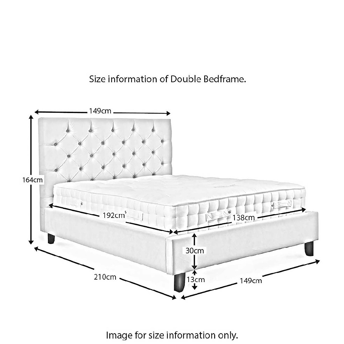 Francis Double Bed Frame - Size Guide