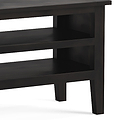 Elise Noir Black Acacia 90cm TV Unit close up of wooden shelves and legs