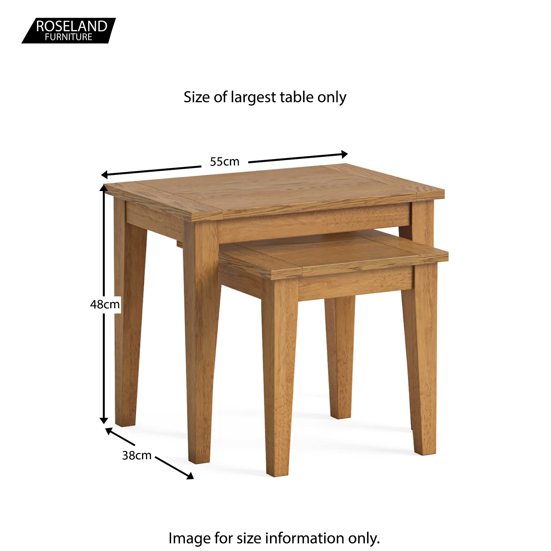 Fran Oak Nest of Tables Set Dimensions guide