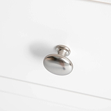 Farrow White 2 Over 3 Chest Of Drawers from Roseland Furniture - close up of silver handles