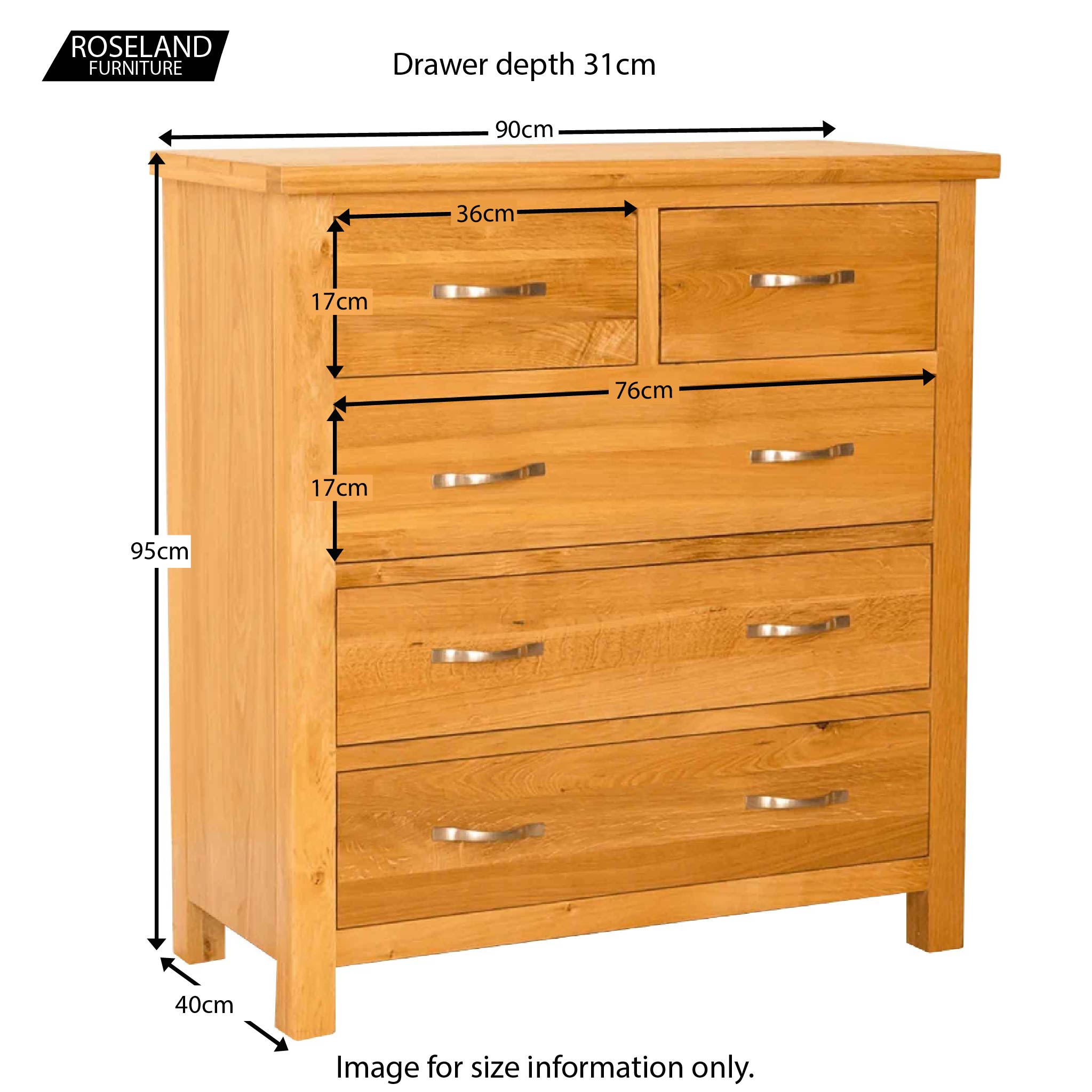 Newlyn Oak Chest of Drawers, 2 over 3, Solid Wood | Modern Light Oak
