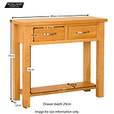 Newlyn Oak Console Table - Additional Size Guide