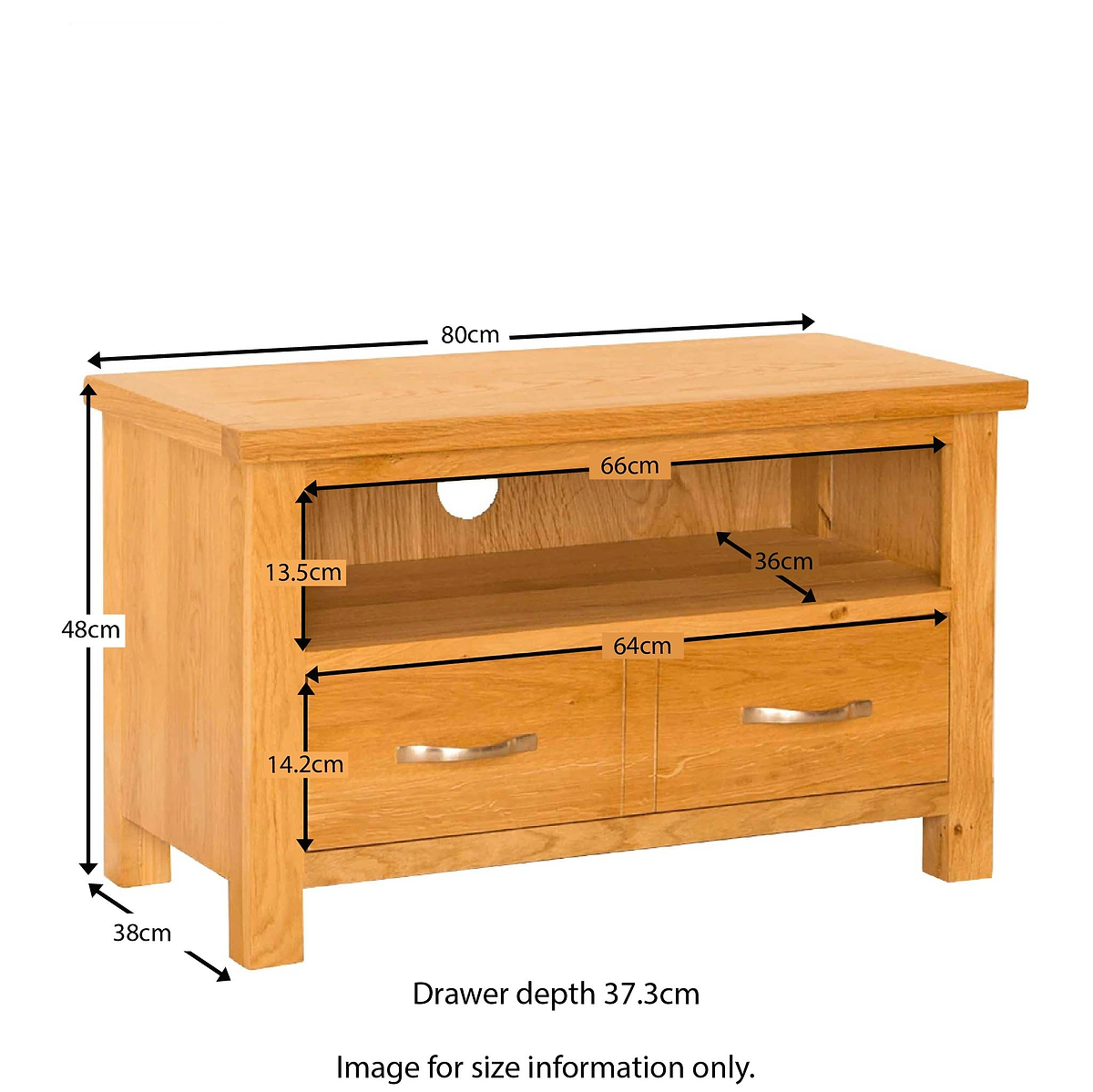 Newlyn Oak 80cm TV Stand - Size Guide
