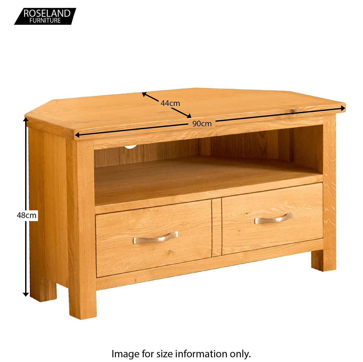 Newlyn Oak Corner TV Stand - Size Guide