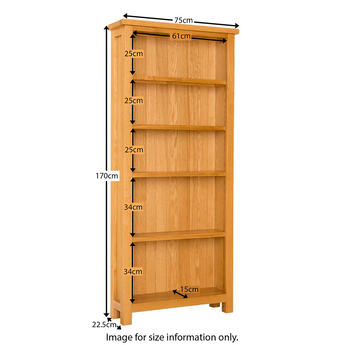 Newlyn Oak Large Bookcase - Size Guide