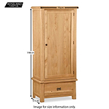 Zelah Oak Single Wardrobe with Drawer - Size Guide