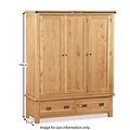 Zelah Oak Triple Wardrobe with Drawers - Size Guide