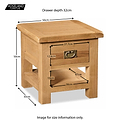 Zelah Oak Lamp Table with Drawer - Size Guide