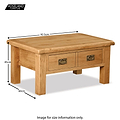 Zelah Oak Coffee Table with Drawer - Size Guide