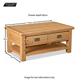 Zelah Oak King Coffee Table - Size Guide