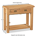 Zelah Oak Console Table - Size Guide