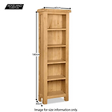 Zelah Oak Narrow Bookcase - Size Guide
