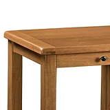 Zelah Oak Small Computer Desk - Close up of desk top and drawer