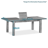 An extendable wooden dining table, with measurements indicating a length of 120-165cm, width of 85cm, and height of 80cm. The note states "*Image For Information Purpose Only*".