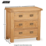 Zelah Oak 3 Drawer Chest of Drawers - Size Guide