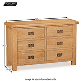 Zelah Oak 3+3 Drawer Chest of Drawers - Size Guide