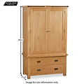 Zelah Oak Double Wardrobe with 3 Drawers - Size Guide