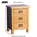 Surrey Oak Bedside Table - Size Guide