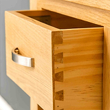 Close up joints on the London Oak Telephone Table by Roseland Furniture