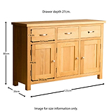 London Oak Large Sideboard - Size guide