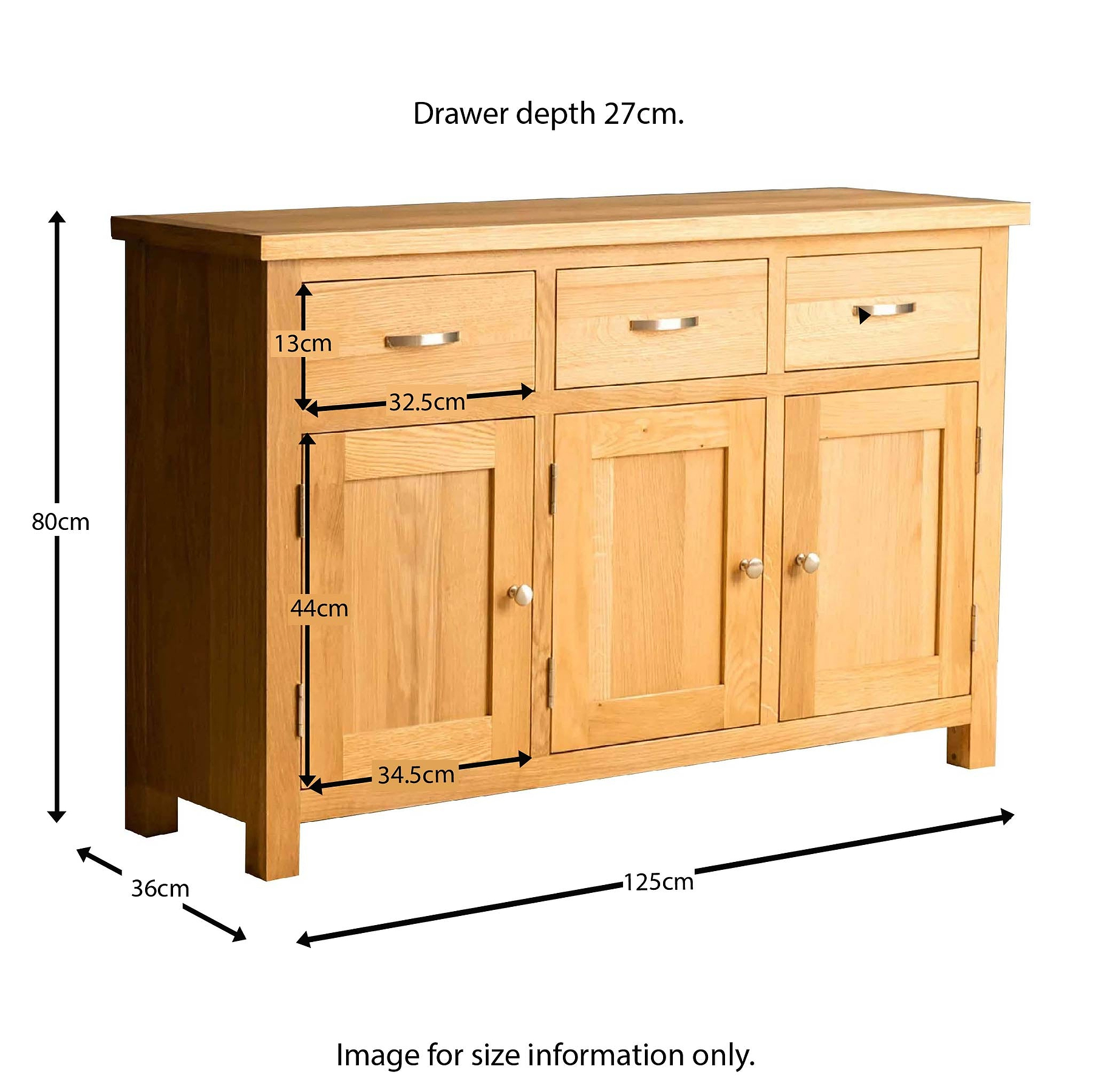 London Oak Large Sideboard - Size guide