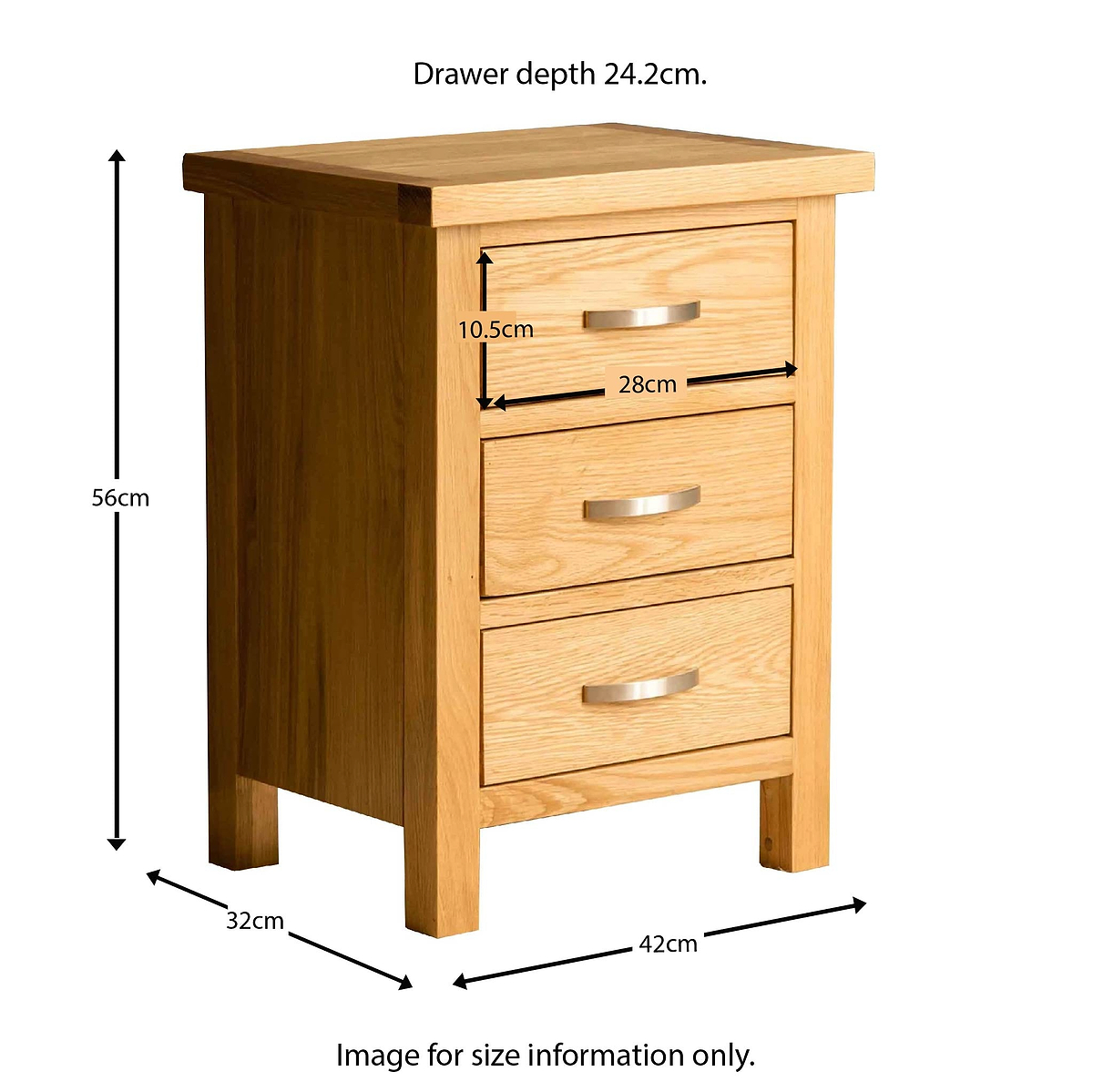 The London Oak Bedside - size guide