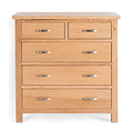 London Oak 2 over 3 Drawer Chest by Roseland Furniture
