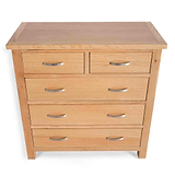 London Oak 2 over 3 Drawer Chest - Looking down on top of Chest