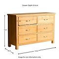 London Oak Large 6 Drawer Chest of Drawers - size guide