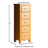 London Oak Tallboy Chest - size guide