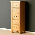 London Oak Slim Chest by Roseland Furniture. 
