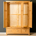 London Oak Large Wardrobe & Drawers internal view.