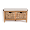 Surrey Oak Hall Bench with Baskets by Roseland Furniture
