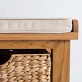 Surrey Oak Hall Bench with Baskets - close up of cushion