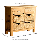 London Oak Console Table with Baskets - Size guide