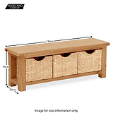 Zelah Oak Bench with Baskets - Size Guide