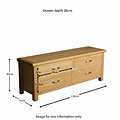 London Oak Large Smart TV Stand - Size guide